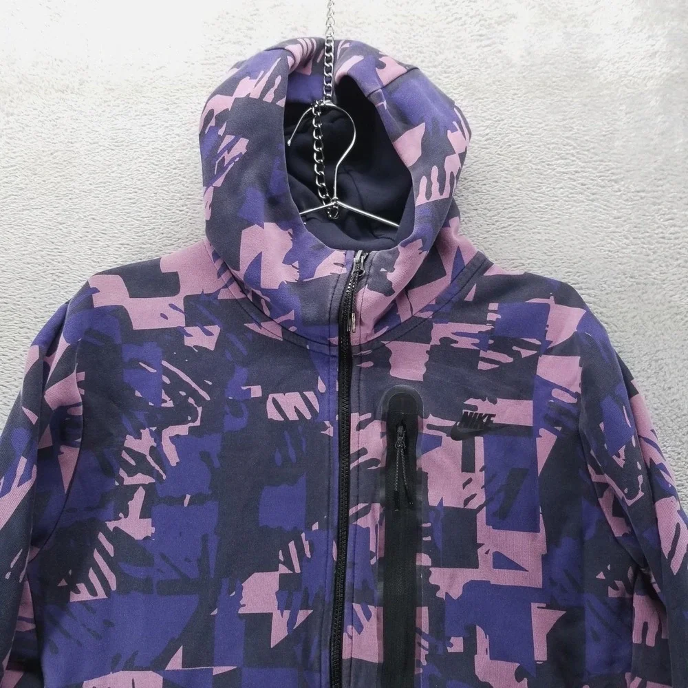 Nike‎ Jacket Mens L Purple Tech Fleece Windrunner Full Zip Hooded Zip Pockets